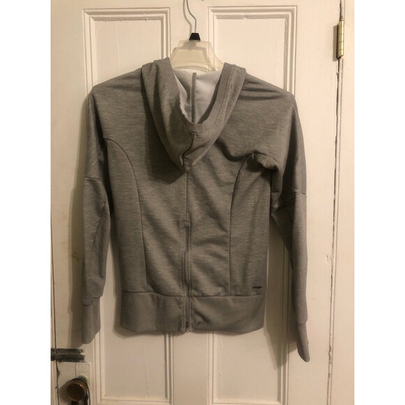 Adidas Climalite Sweatshirt Hoodie Full Zip  Reflective Hood Womans Gray Small - Picture 2 of 8